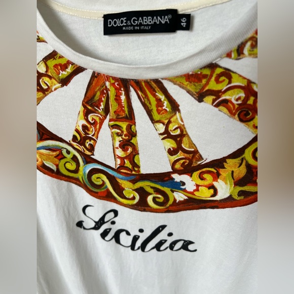 Dolce & Gabbana D&G Sicilia 100%Cotton graphic tee Women’s M made in Italy - Picture 3 of 10